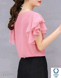 TRENDY RETRO Georgette Short Sleeves Women Tops & Tunics - M